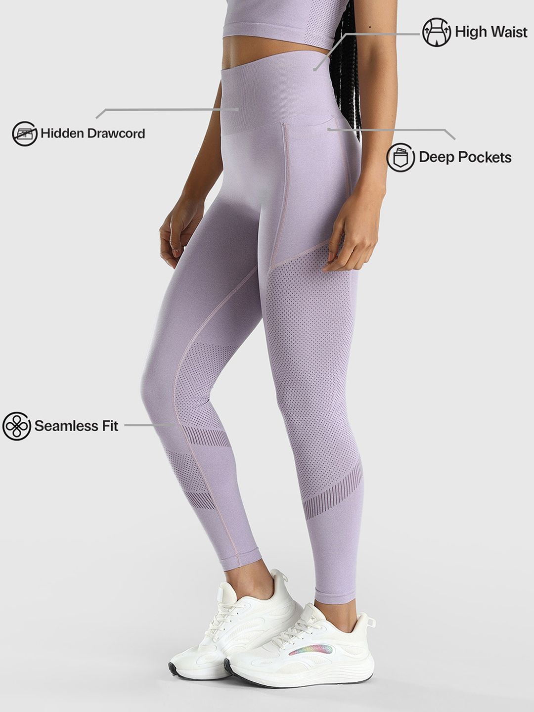 Women Seamless Ankle Length Gym Tights with Pockets