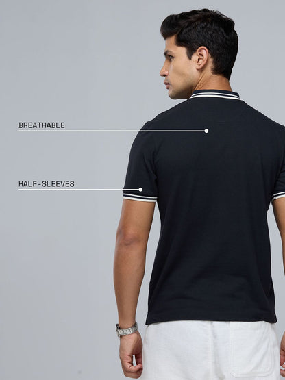 Cava Black Urban Zipper Polo