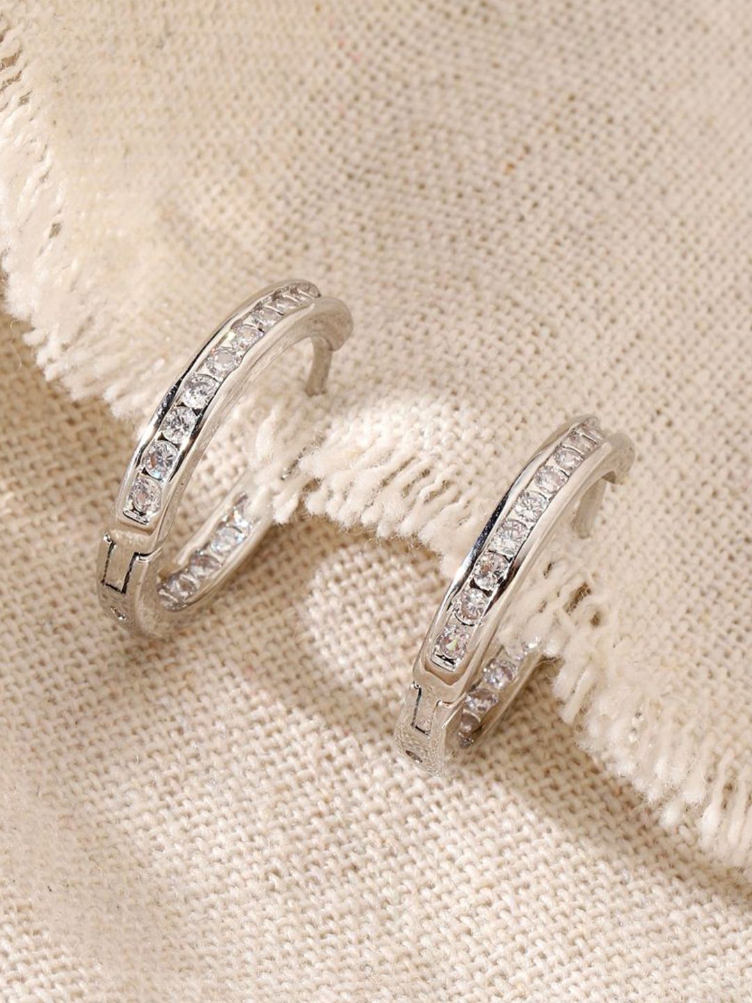 SALTY Odessa Contemporary Artificial Stones Studded Hoop Earrings