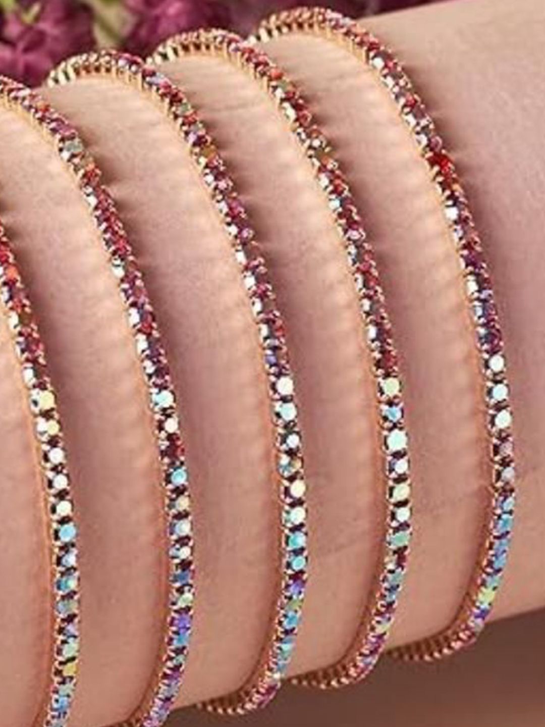 SALTY Women Set Of 5 Artificial Stones Studded Elasticated Bracelets