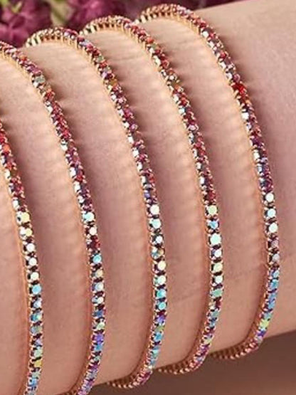 SALTY Women Set Of 5 Artificial Stones Studded Elasticated Bracelets