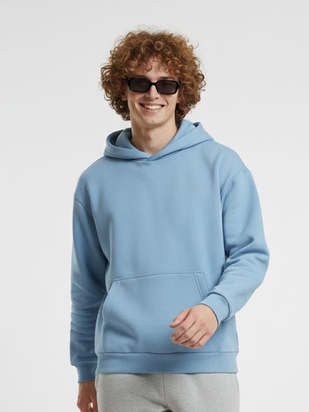 Men Solid Hooded Oversized Cotton Pullover Sweatshirts