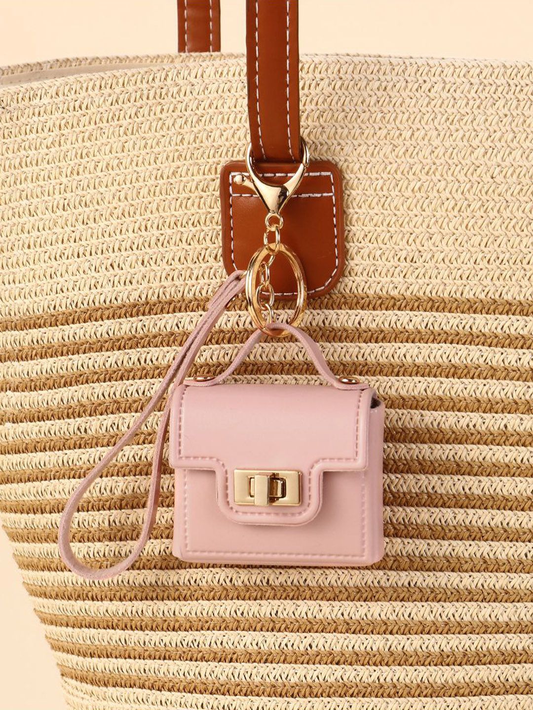 SALTY Pink The Office Mini Leather Bag Charm