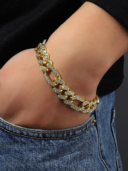SALTY Men Stainless Steel Stone Studded Necklace With Bracelet Set