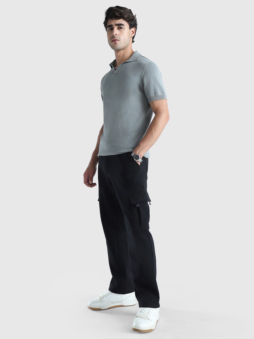 Men Solid Polo Collar Pure Cotton T-shirt