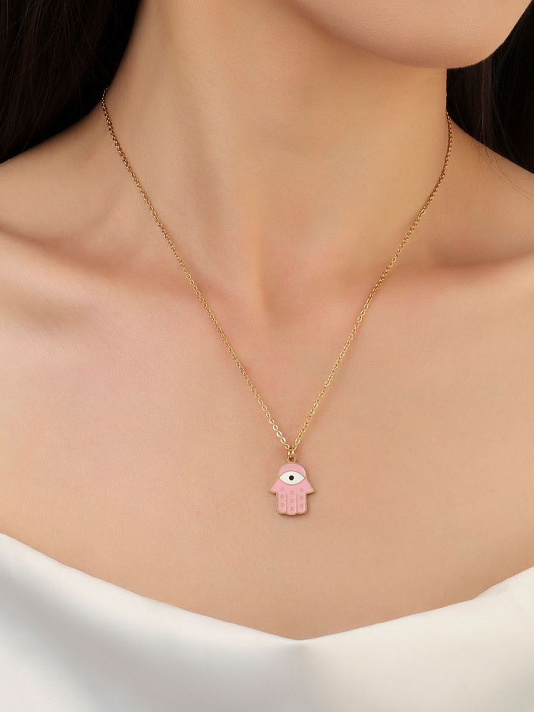 SALTY Stainless Steel Humsa Evil Eye Chain