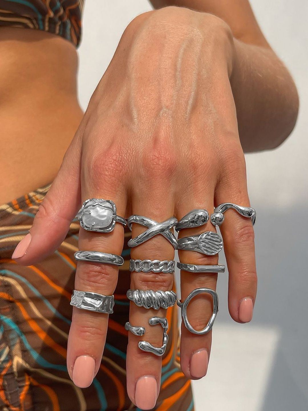 Set Of 12 Silver-Plated Finger Ring