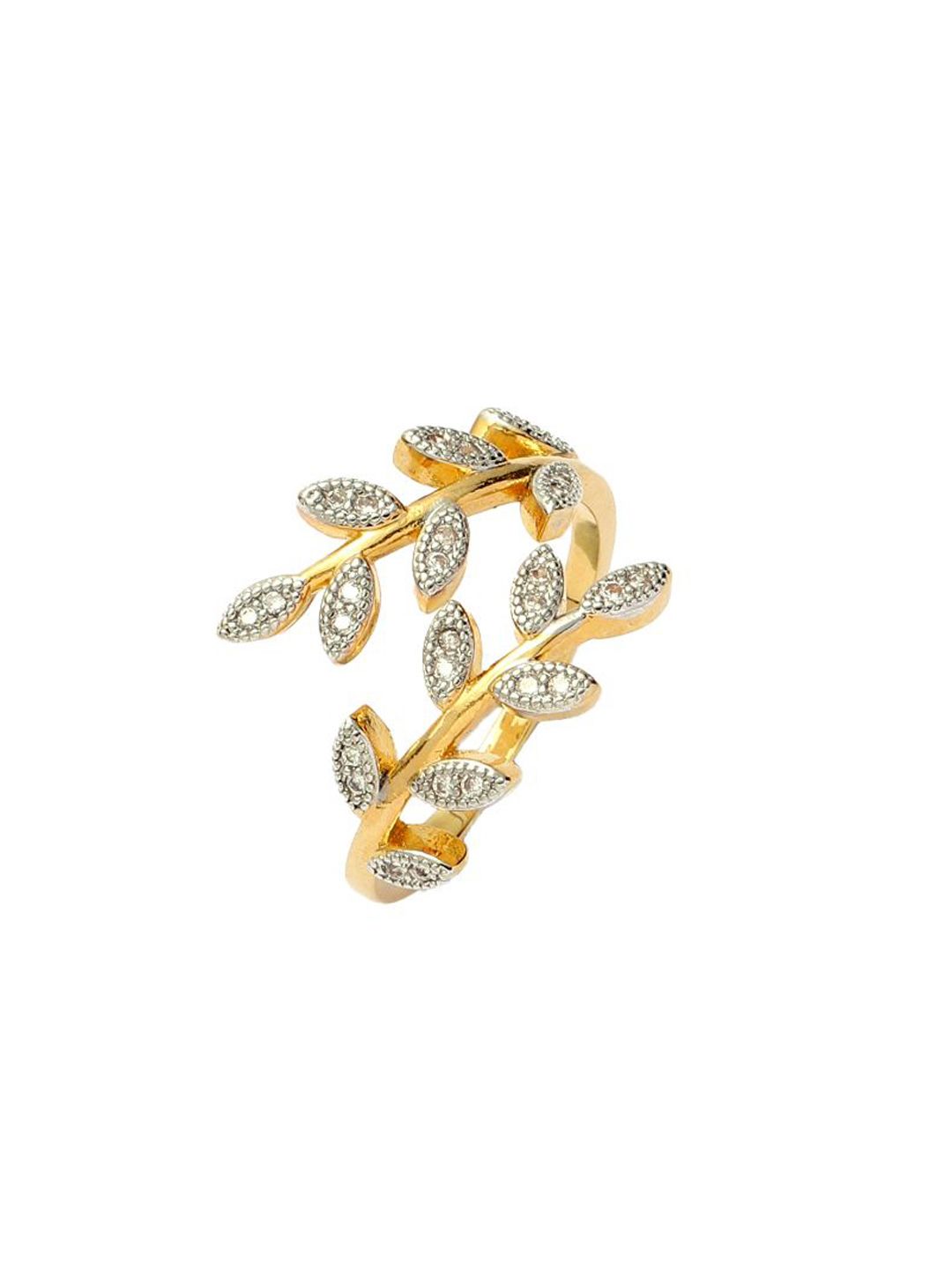SALTY Orbit Leaf Diamond Finger Ring