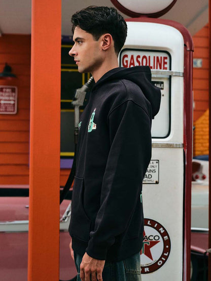 Men Printed Hooded Pullover Sweatshirt