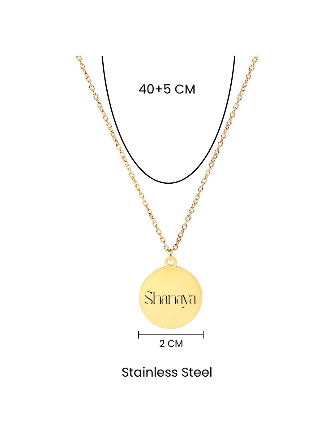 SALTY Women Minimal Round-Shaped  Personalised Golden Pendant With Chain