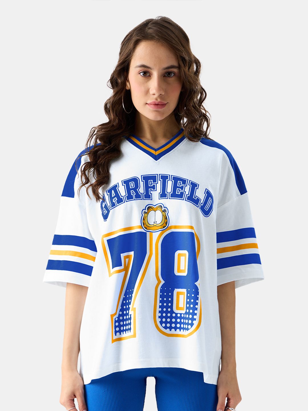 Women Oversized Garfield White Tshirts