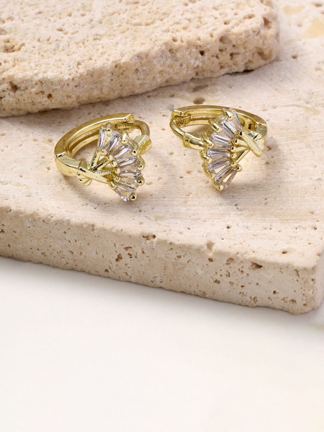 SALTY Gold-Plated Contemporary Artificial Stone Studded Studs Earrings