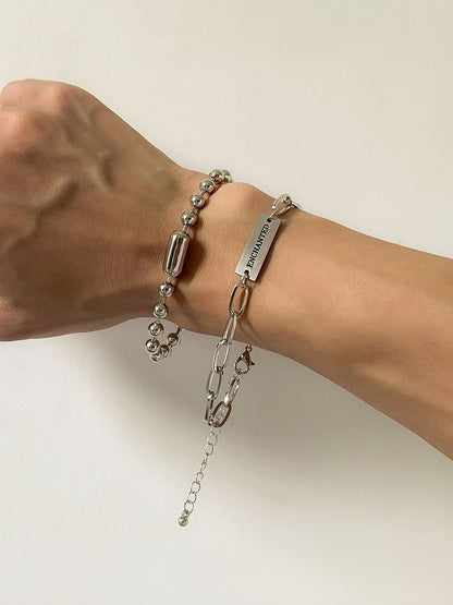 Men 2 Antique Silver-Plated Link Bracelet