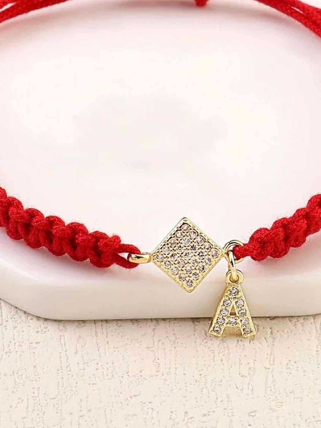 SALTY Pack of 2 Women Red Thread Initial Bracelet - Alphabet-R