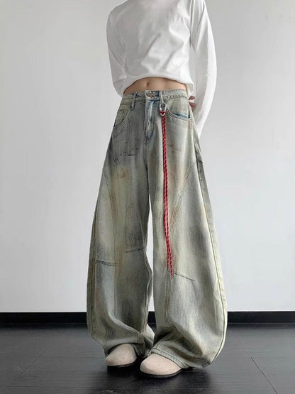 Men Wide Leg Mid-Rise Medium Fade Jeans