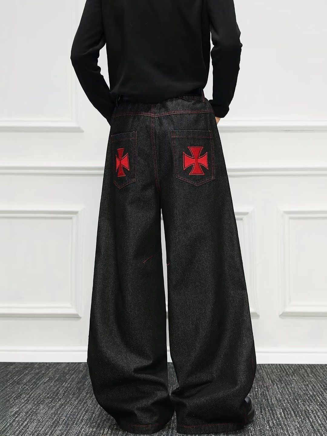 Men Wide Leg Mid-Rise Printed Jeans