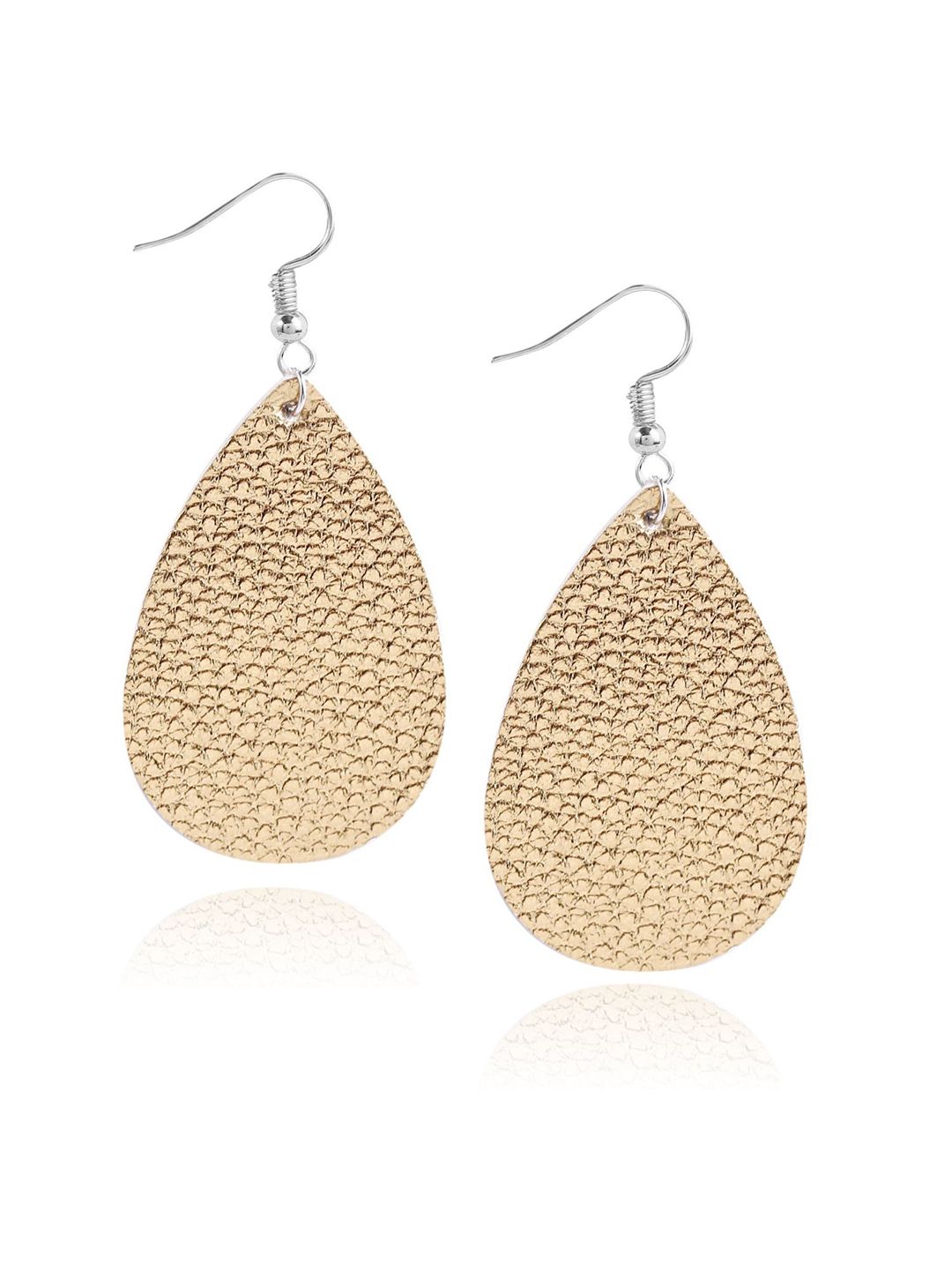 PU Silver Plated Oval Shaped Drop Earrings