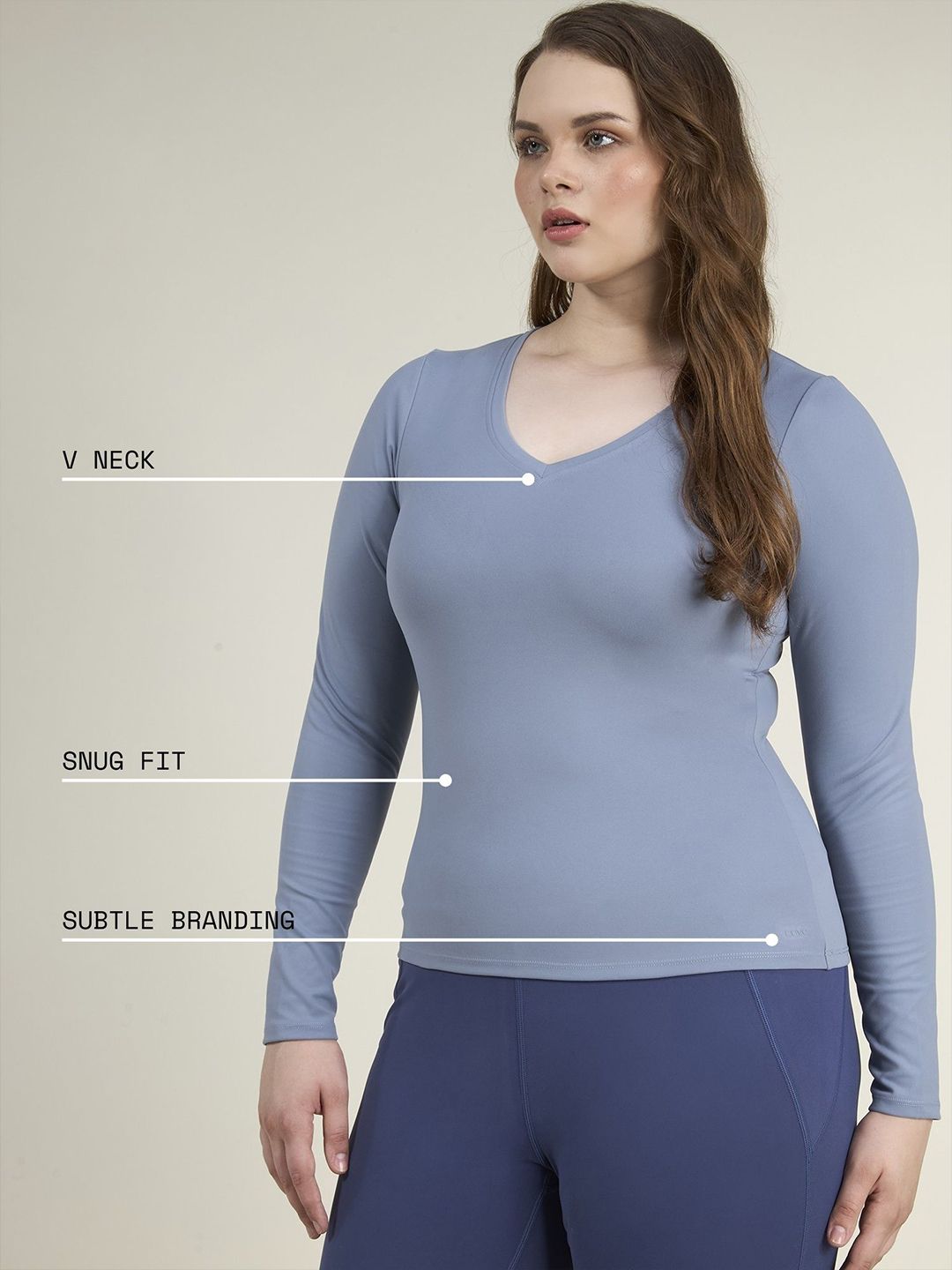 Storm Blue Sculpt V-Neck Top