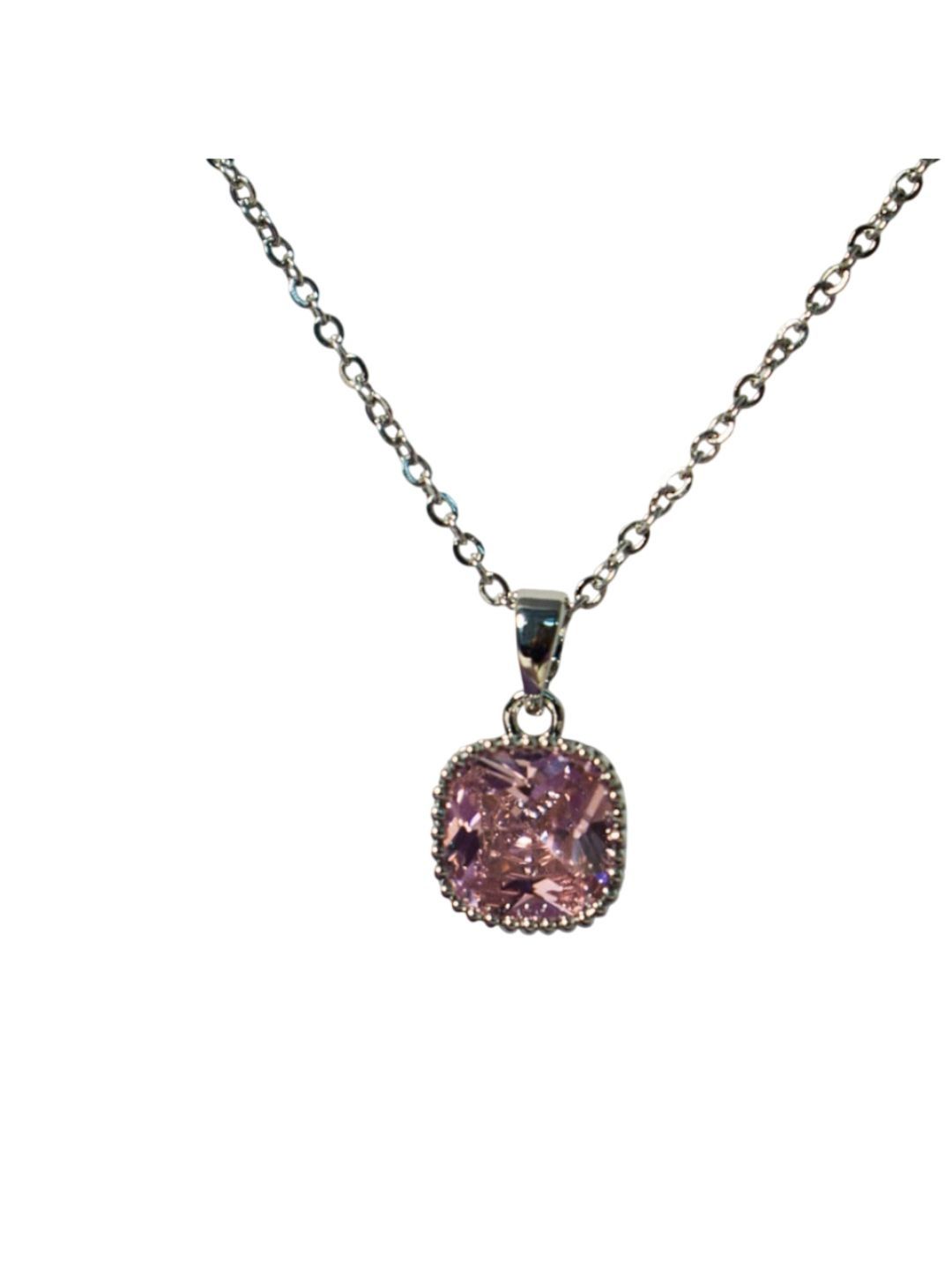SALTY American Diamond-Studded Square-Shaped Pendants With Chains