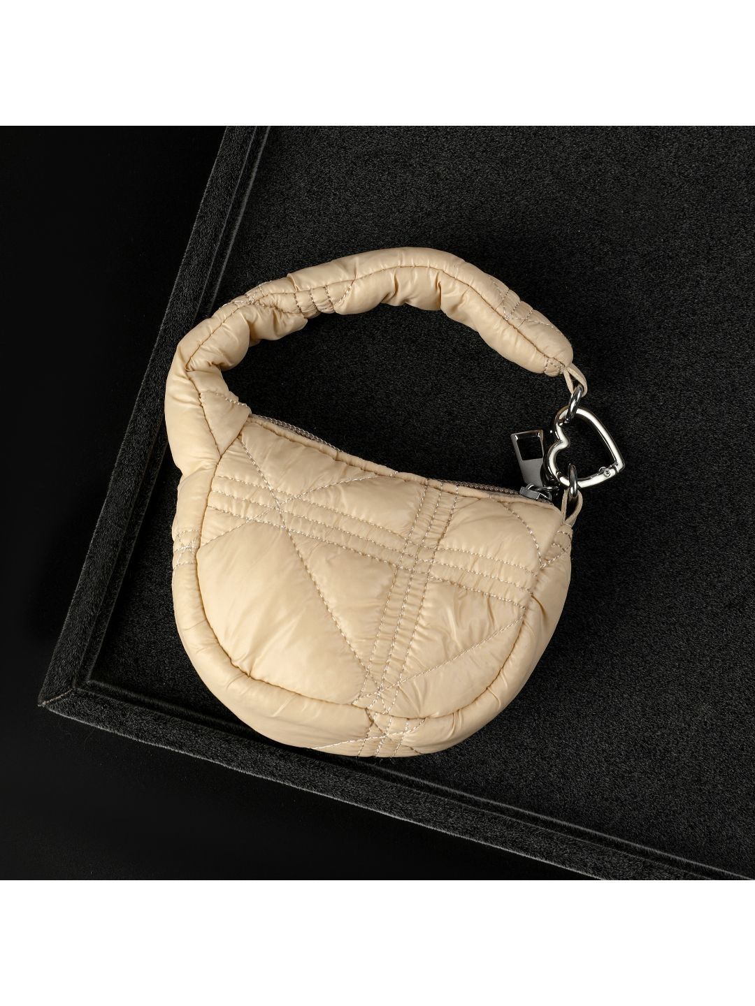 SALTY Off White Mini Quilted Puff Bag Charm