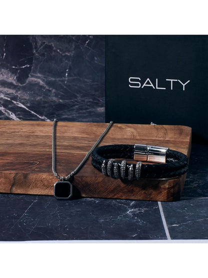 SALTY Midnight Charisma Chain & Crown Line Clawed Bracelet Jewellery Set
