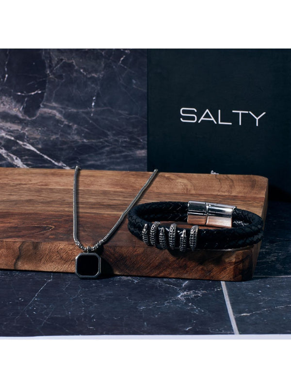 SALTY Midnight Charisma Chain & Crown Line Clawed Bracelet Jewellery Set