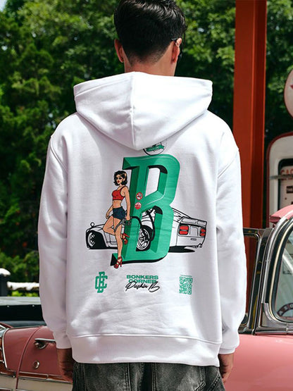 Men Printed Hooded Pullover Sweatshirt