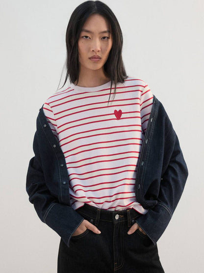 Women Striped Pure Cotton T-shirt