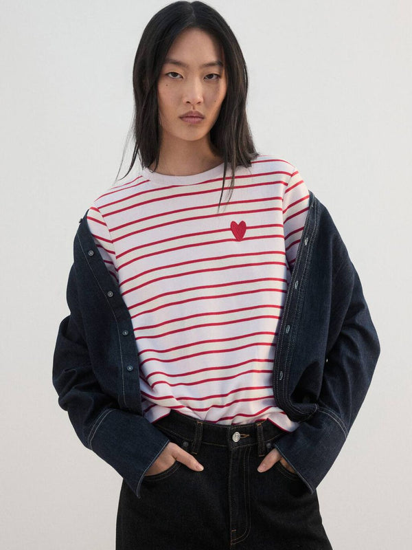 Women Striped Pure Cotton T-shirt