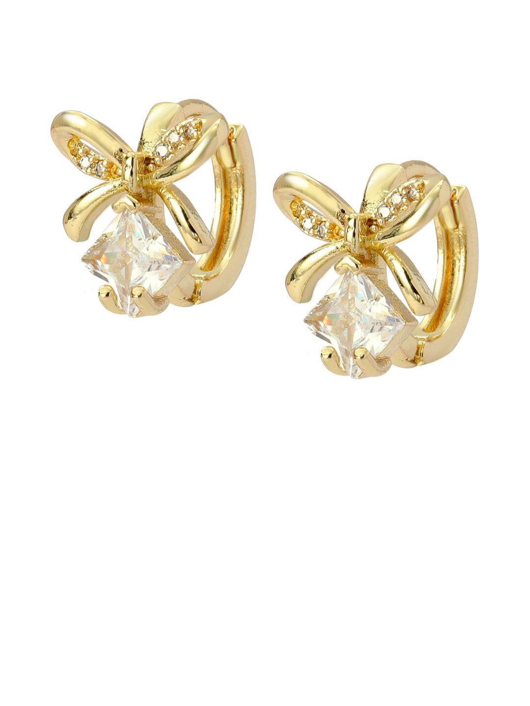 SALTY Gold-Plated Contemporary Artificial Stone Studded Studs Earrings