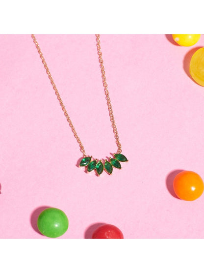 SALTY Emerald Stone Studded Julia Roberts Ring & Necklace