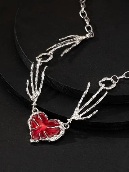 SALTY Forbidden Love Stones Studded Heart Charm Necklace