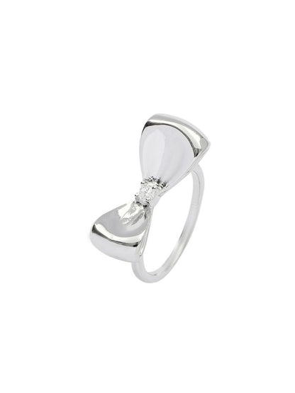 SALTY Silver-Plated Bow Studded Ring For Women & Girls Stylish Adjustable Finger Ring