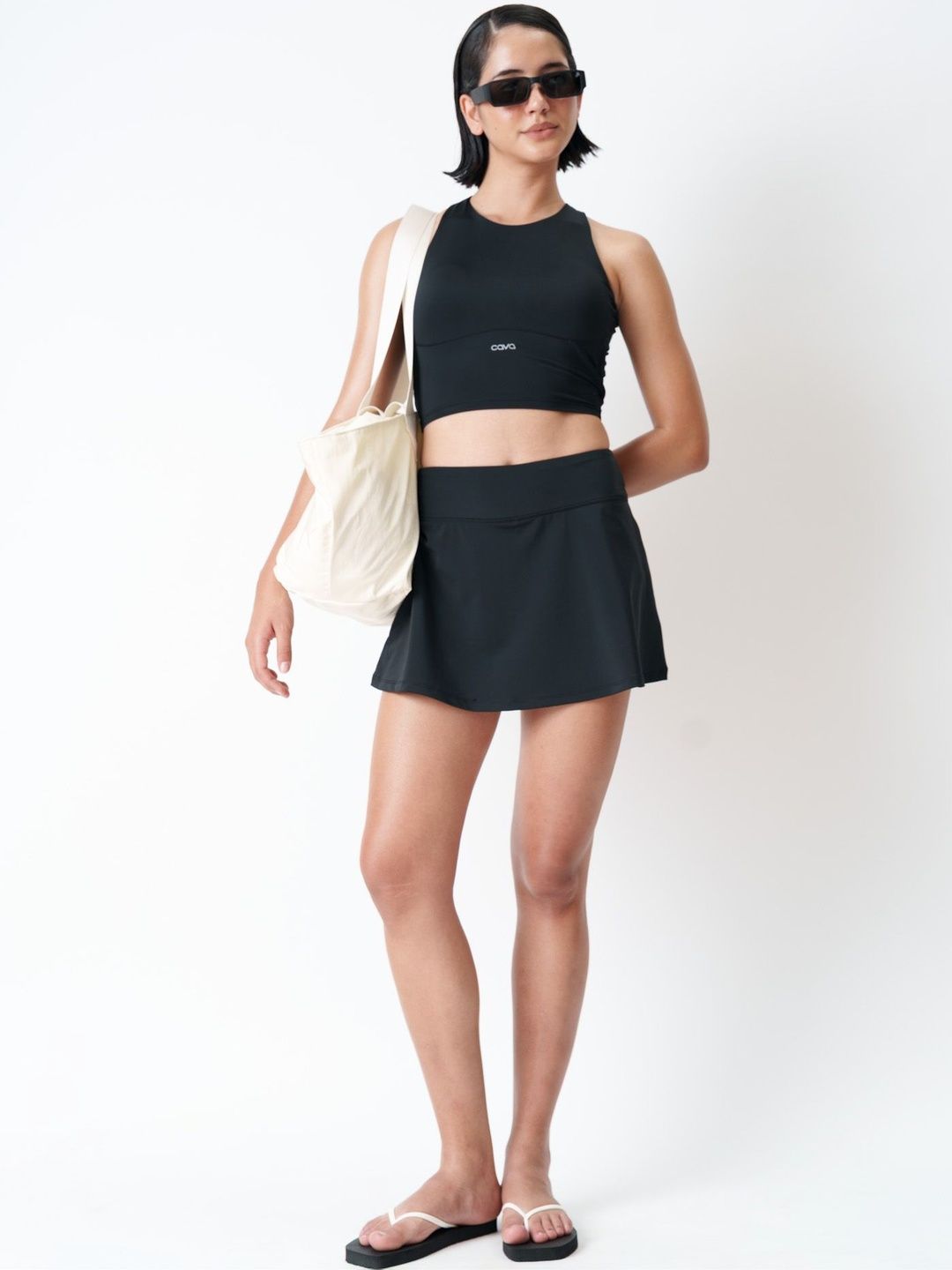 Black Tieback Swim Top
