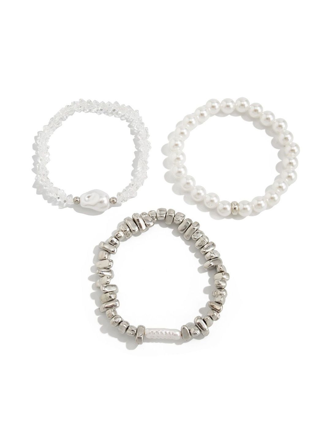 Women 3 Handcrafted Silver-Plated Bracelet