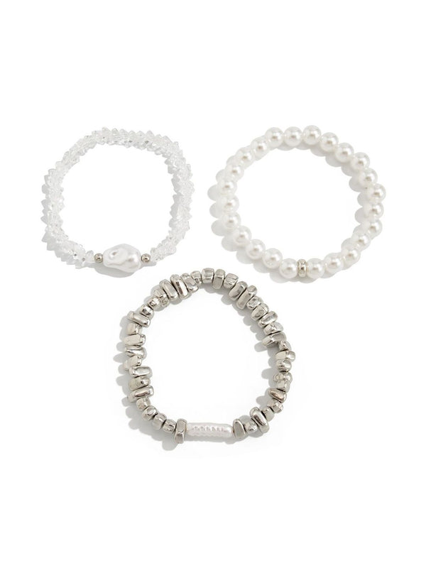 Women 3 Handcrafted Silver-Plated Bracelet