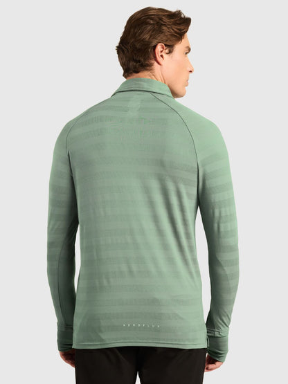 Men Striped Full Sleeves Polo Collar T-shirt