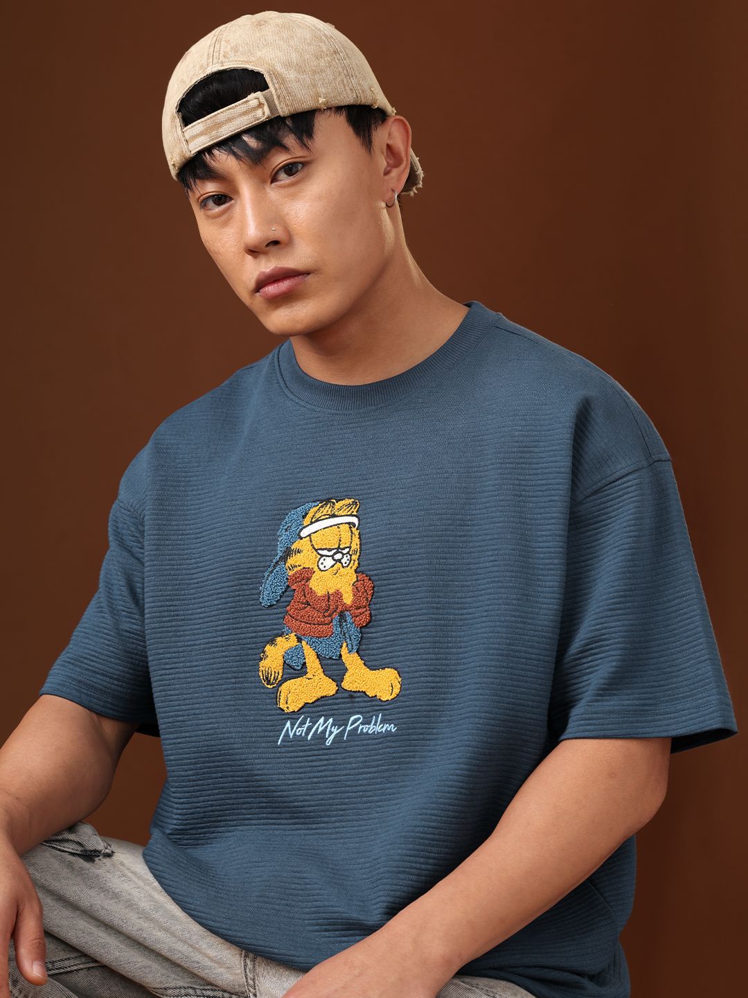 Men Oversized Ottoman Teal Tshirts