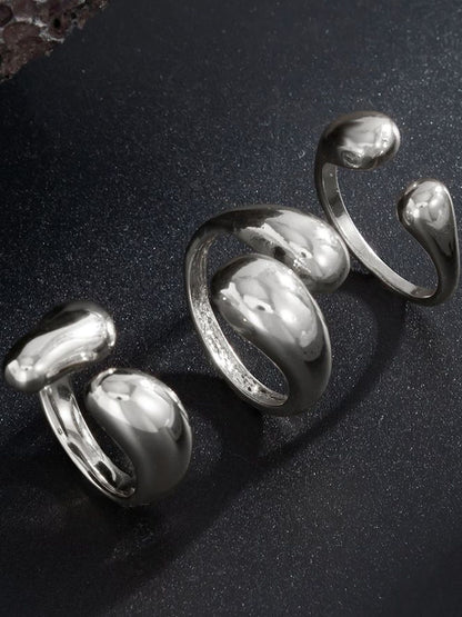 Men Set Of 3 Silver-Plated Finger Ring