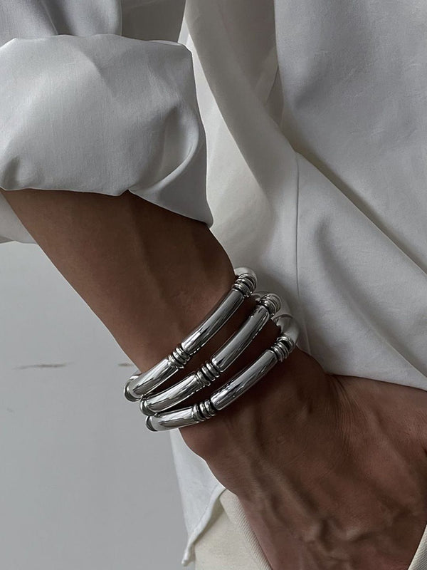 Men Silver Plated Kada Bracelet