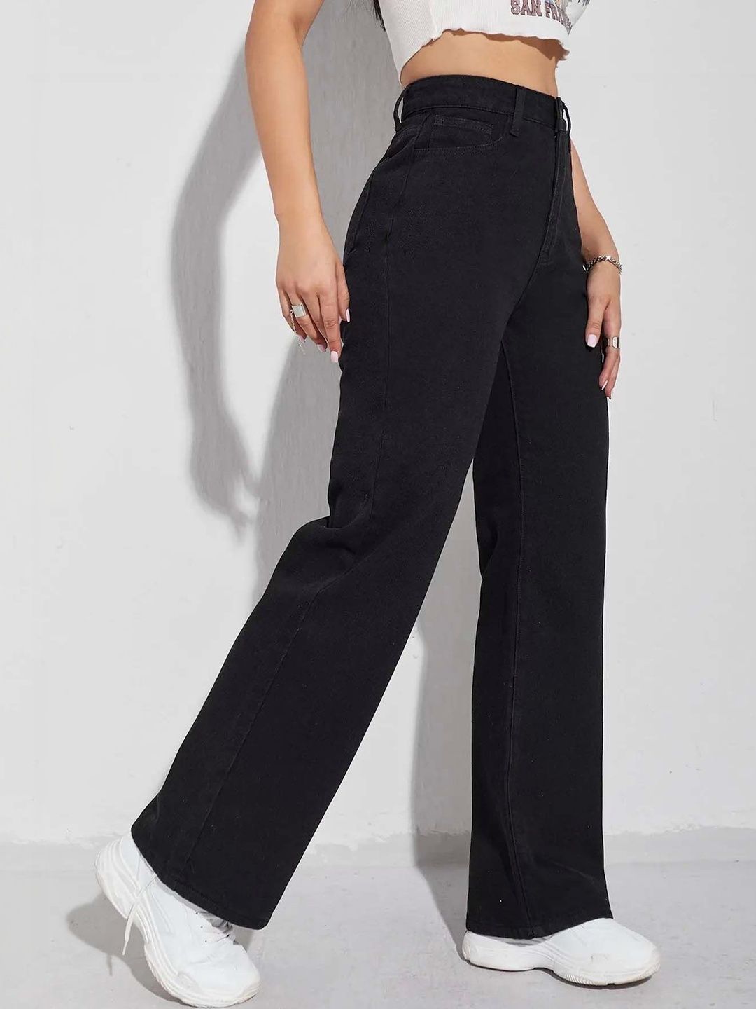 Women Classic Wide Leg High-Rise Stretchable Jeans