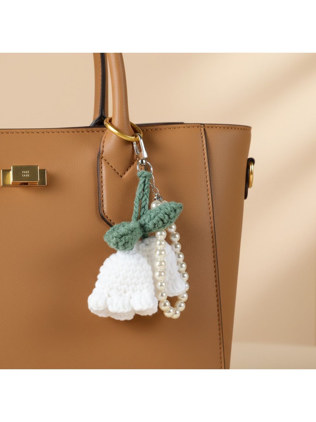 SALTY White Bloom Knit Pearl Bag Charm