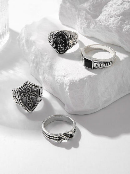 Set Of 4 Silver-Plated Finger Ring