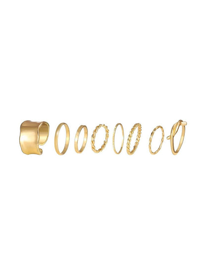 Set of 8 Gold-Plated Finger Rings