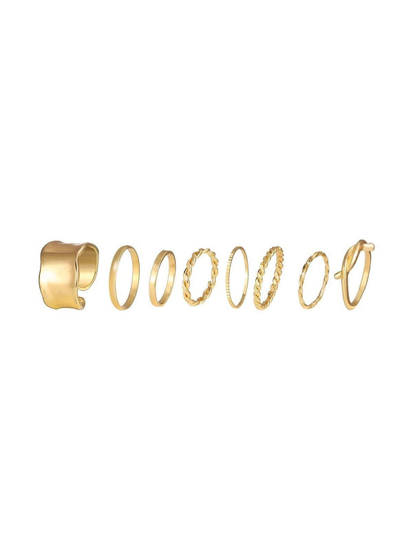 Set of 8 Gold-Plated Finger Rings