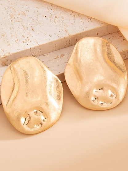 Women Gold-Plated Oval Studs Earrings