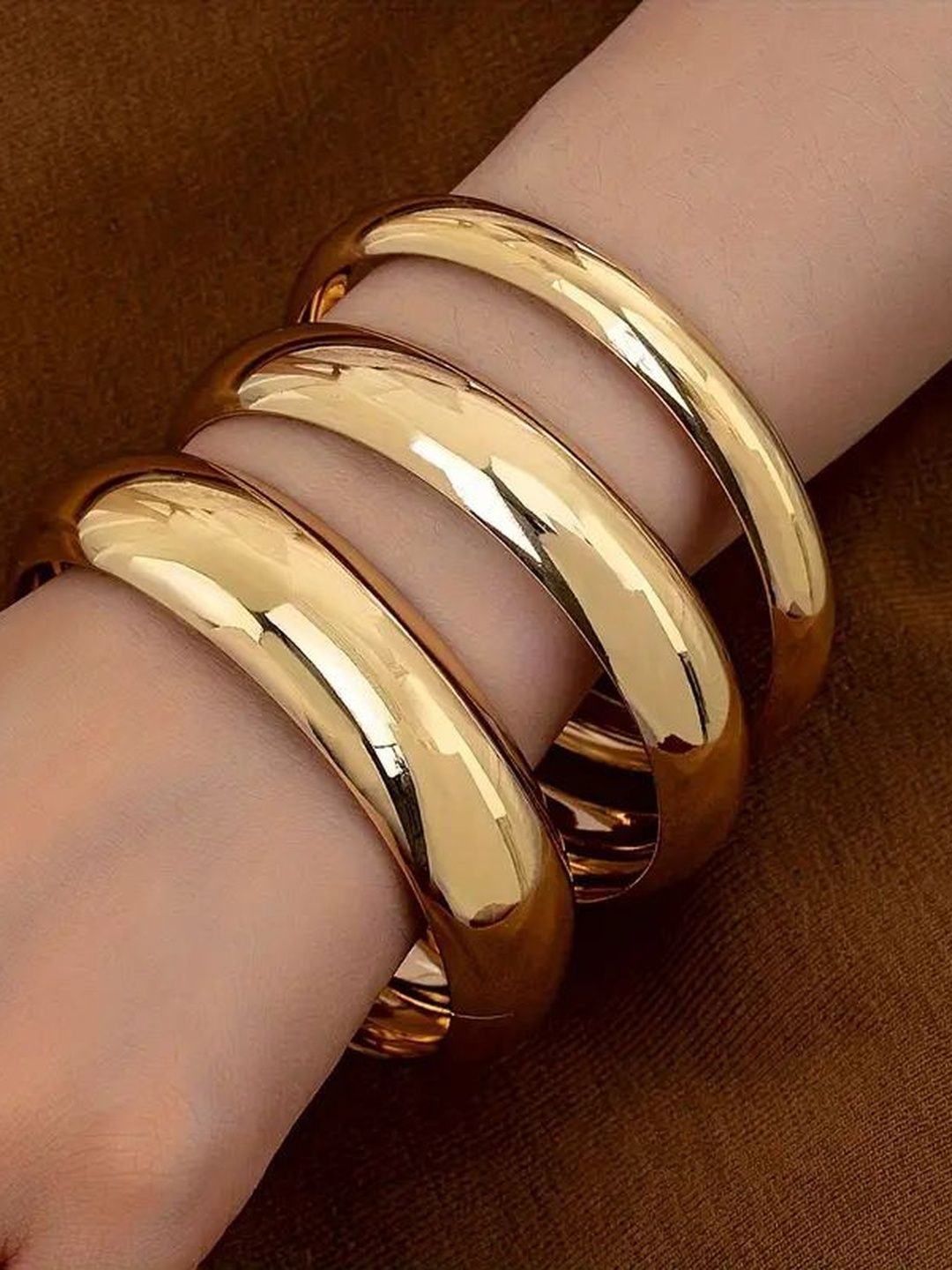 Women 3 Gold-Plated Kada Bracelet