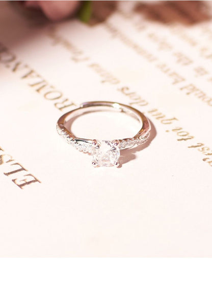 SALTY Ethereal Twist Silver Solitaire Studded Ring For Women & Girls