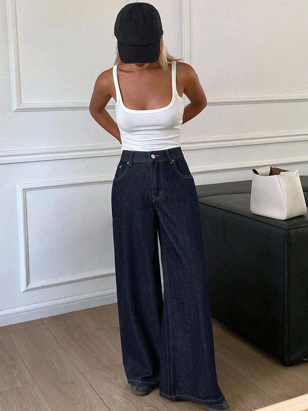 Women Wide Leg High-Rise Stretchable Jeans