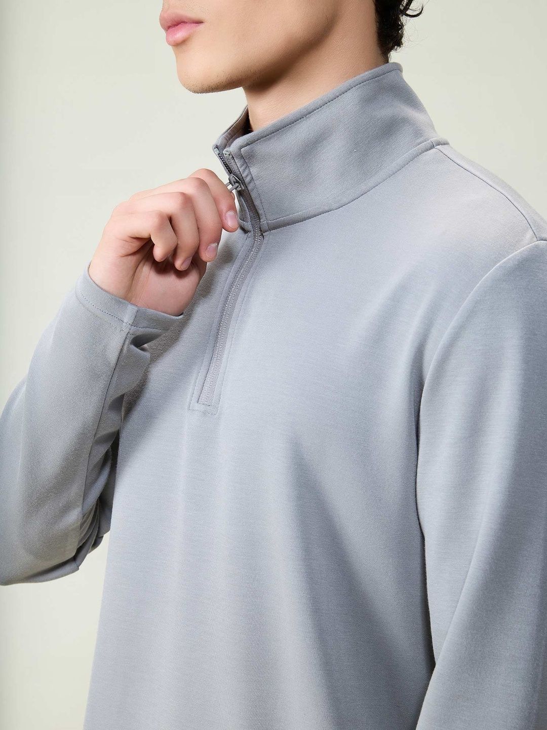 Cava Grey Modal Quarter Zip Sweatshirt